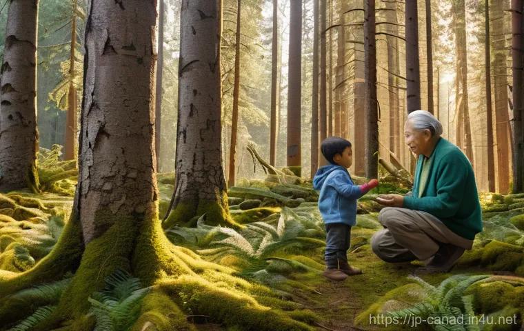 캐나다에서 유명한 자연 보호 활동 및 단체 - **Prompt 1: Indigenous Wisdom in the Ancient Forest**
    A serene and majestic Canadian boreal fore...