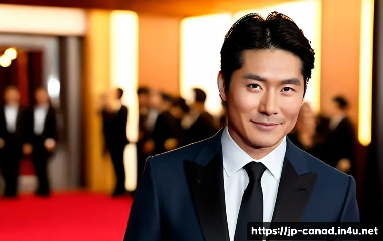캐나다 유명 연예인 및 영화배우 - Photorealistic editorial-style portrait of a charismatic Canadian film actor at a prestigious intern...